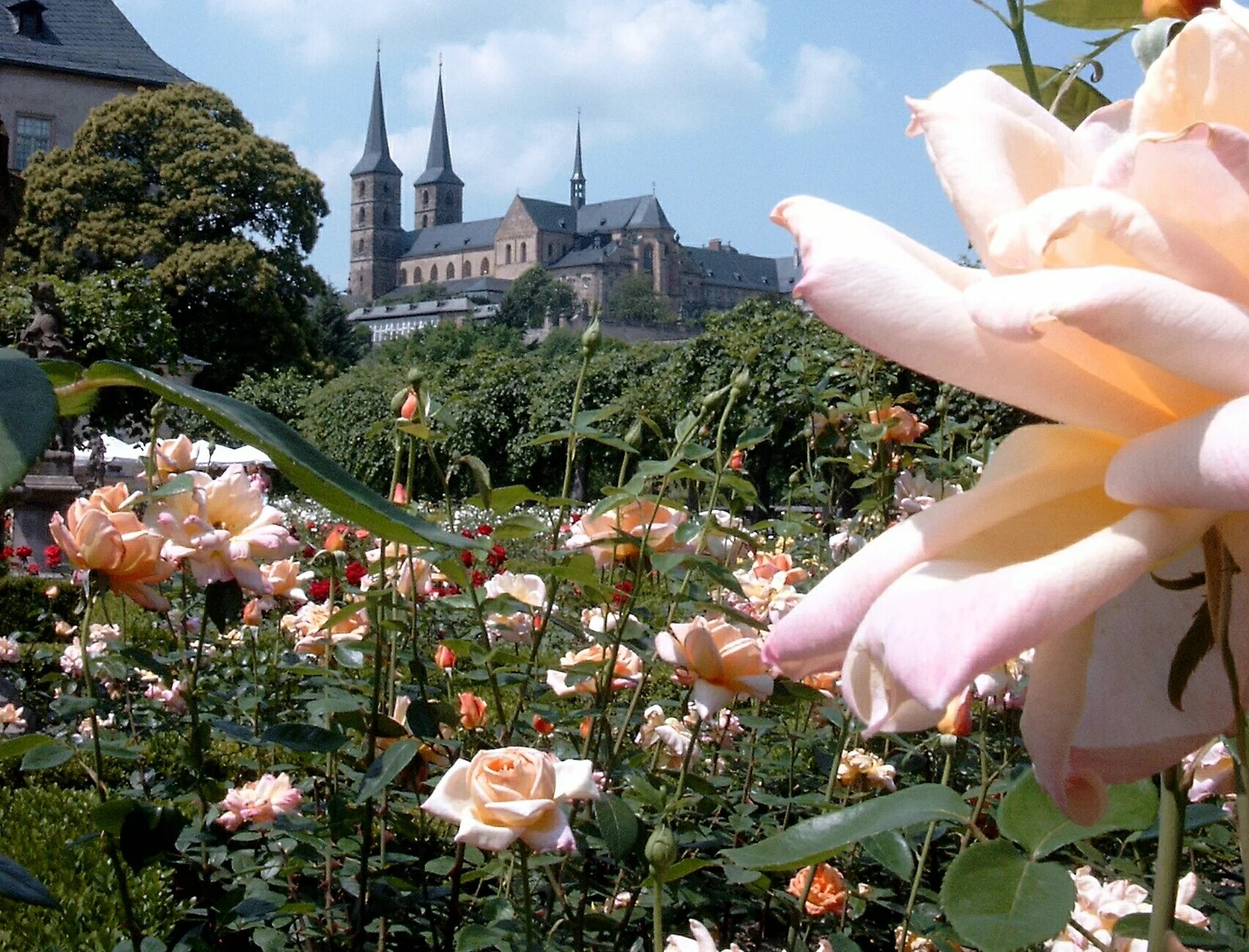 Wunderschönen Blick vom Rosengarten auf St. Michael