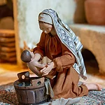 Weihnachtskrippe „Besuch der Könige“, ausgestellt in der Tourist Info in Bamberg.