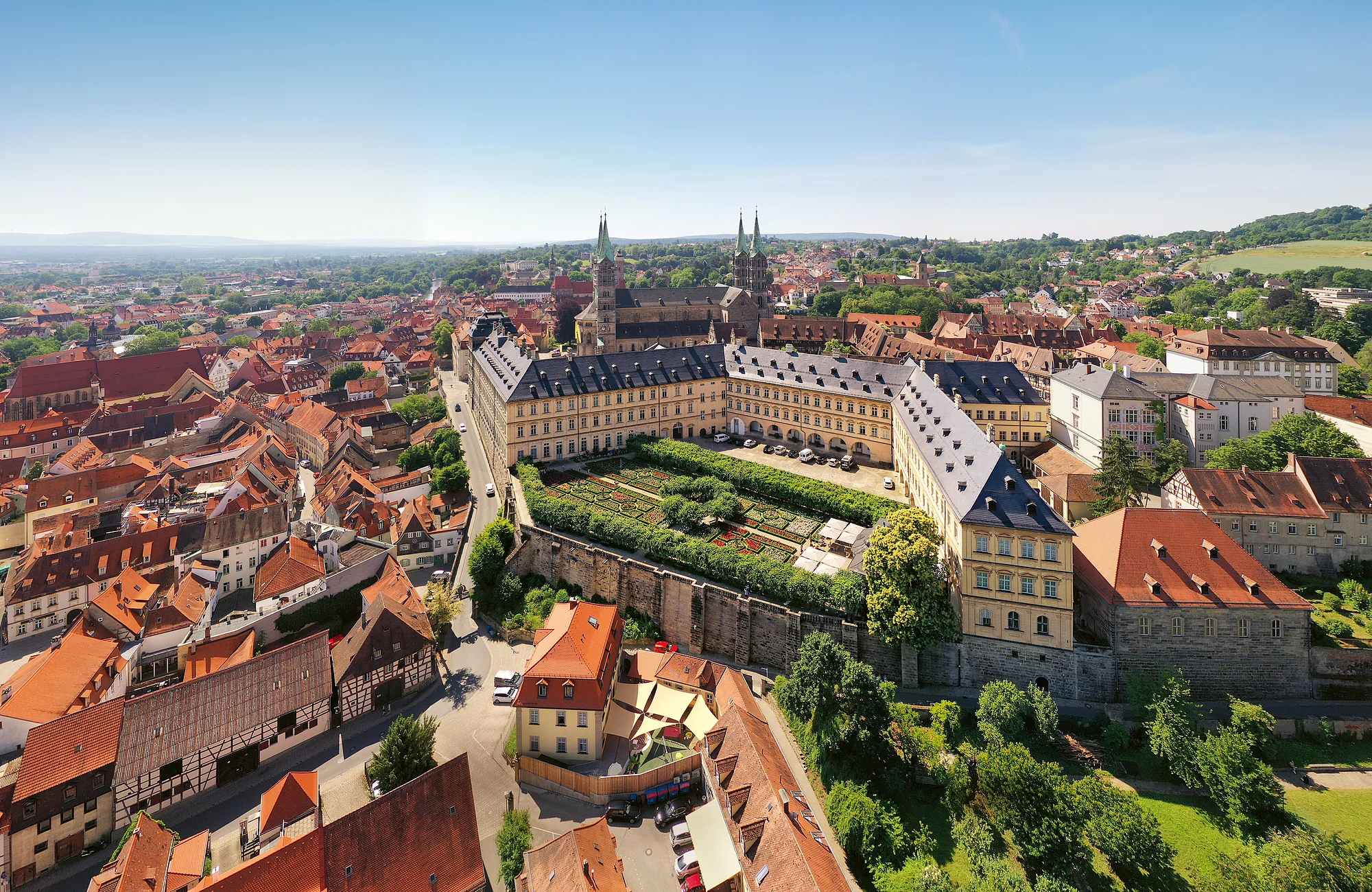 Bamberg, Neue Residenz, Luftaufnahme von Nordosten
