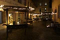 Café Leander Foto des Außenbereichs des Café Leander Bamberg in weihnachtlicher Beleuchtung.