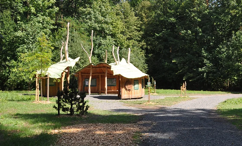Ein Pavillon im Bruderwald lädt zu Pausen ein und hält interessante Infos zum Wald bereit.