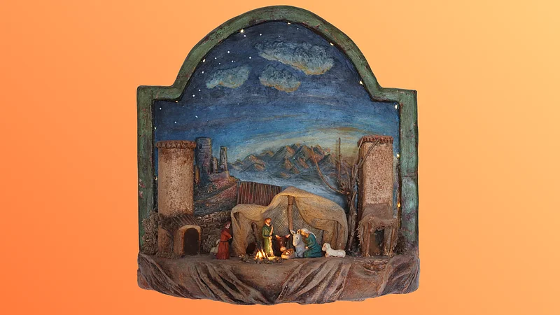 Wandrelief-Krippe Die Wandrelief-Krippe ist ein Ausstellungsstück in der Ausstellung "Krippengeschichten" 2025/2026