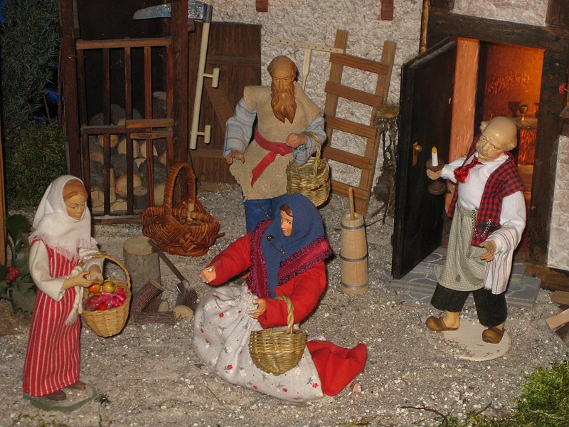 Detailaufnahme der Herbergssuche in der Krippe auf der Altenburg