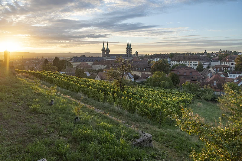 Blick vom Michaelsberg über die Altstadt von Bamberg