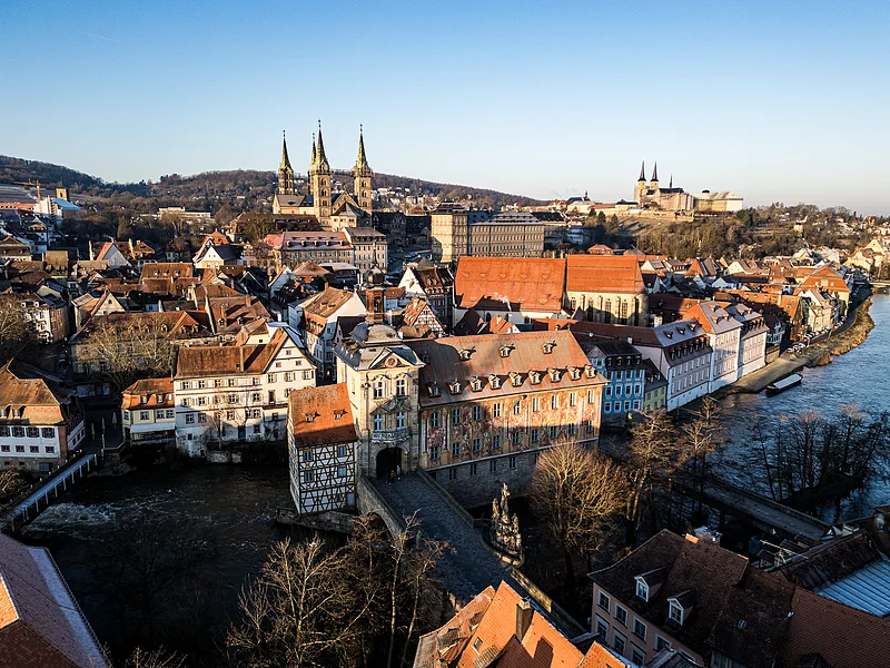 Luftaufnahme Altes Rathaus Luftaufnahme Altes Rathaus in Bamberg in der Regnitz