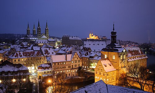 Blick aufs winterliche Bamberg