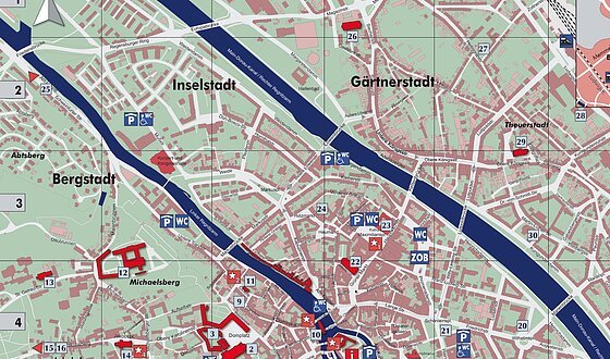 Stadtplan der Bamberger Krippen-Stationen